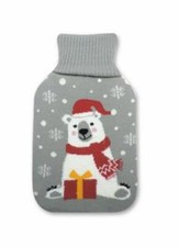 Wärmflasche mit Motiv Eisbär 2 Liter  mit Fleecebezug