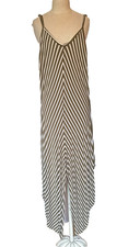 Hosenkleid Jumpsuit Overall Oliv Grün Weiß Gestreift D133T Gr. S,M,36,38,40,42