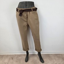 Damen Hose Italy Wollhose mit Gummibund– bequeme Schlupfhose Braun 38-42