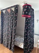 Piratenbett Priatenhöhle Stoff Bettumrandung Bett 90x200cm Gardine Vorhang