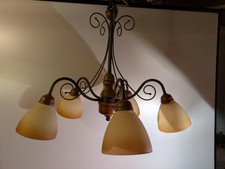 Deckenlampe, Jugendstilreplik, funktionstüchtig, 5 flammig Vintage Retro Lampe