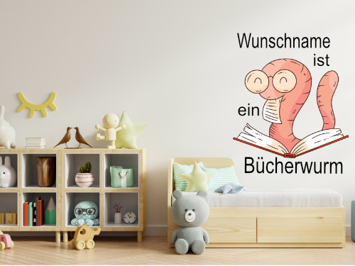 Wandtattoo/Wandbild-Bücherwur