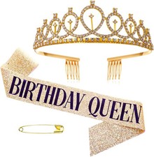 Geburtstagskrone Schärpe,Gold