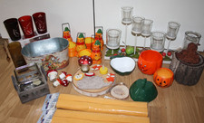 Deko Herbst Paket / Halloween Kürbis Apfelform  Mini Laternen / 4 Platzsets