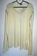 feiner Pulli de Luxe ARMANI JEANS AJ Gr.XL Reinleinen Flachs Langarm Rückenmotiv
