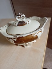 Terrine Bonboniere Porzellan elfenbein Gold Barockdesign Neutettau Antik 30er 