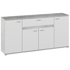 Kommode - Betonoptik - weiß -