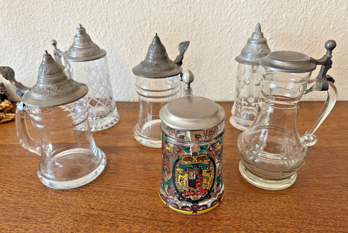 Bierkrüge glas zinndeckel - 6,