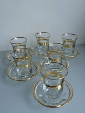 6 Teegläser mit Untersetzter, Vibtage, 1970er Jahre