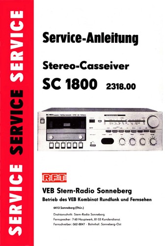 Service anleitung rft - rft, 1800