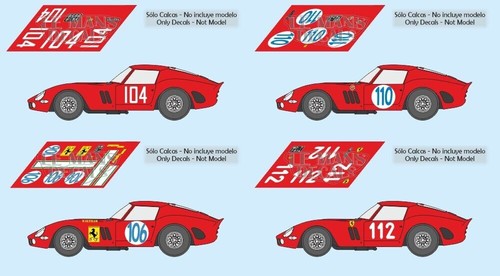 Decals ferrari 250 - gto, targa