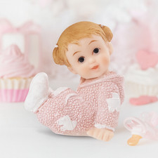 Dekofigur Baby Mädchen rosa ca. 4 cm Polyresin Babyparty Tischdeko Taufe