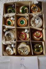 alter Christbaumschmuck 12 Einstich Kugeln Reflex  Silber farbig Lauscha 4-5cm