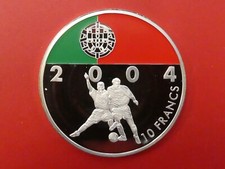 Kongo, 10 Francs, Fußball WM, 2003, Silber, original, farbig