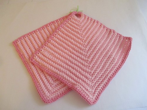 Topflappen gehäkelt rosa mit - rosa,