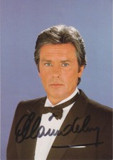 ALAIN DELON Original Autogramm signierte Postkarte Top Portrait