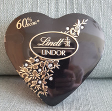 Blechdose Lindt Lindor Herzdosen schwarz mit Straßsteinen,  17x18x3,5cm  -  leer