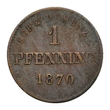 Bayern 1 Pfennig 1870 Maximilian II., Ludwig II. ss