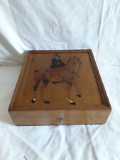 Holzkiste Kästchen Schmuckkästchen Ölbeizdruck weiß gehöht antik 1900 Hohlwein .