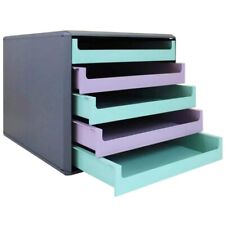 Schubladenbox 5 Schübe Briefablage Ablage schwarz Gehäuse Minze Lavendel 2. Wahl