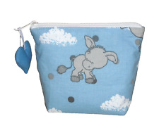 Täschchen genäht Krimskrams Kosmetik Geschenk Unikat hellblau Esel Wolken