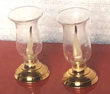 2 Mini-Kerzenleuchter Messing/Glas fürs Puppenhaus #19