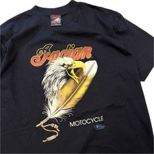 vintage 90s INDIAN MOTORCYCLE Shirt L Eagle harley biker 3d emblem RARE