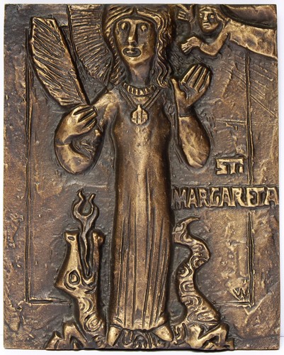 Bronze relief platte heilige - bronze,