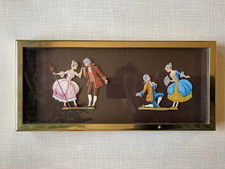 Figuren (alt) - handbemalt - 2 Stück - Flachfiguren - Zinn - Im Messing-Rahmen