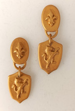 Ohrringe Drops gold matt Löwe 80er Jahre 80ies Retro Look Vintage Style Hänger