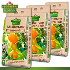 Florissa 3x 18 l Mediterrane Pflanzen-Erde Bio Spezialsubstrat Zitruspflanzen