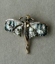 Jugendstil Brosche Nymphe Gold