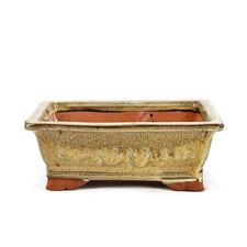 Bonsai Schale Rechteckig 20,5 x 15 x 7,5 cm, Beige , Glasiert