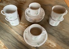 Kaffee-Geschirr 12 teilig Kaffeetassen & Unterteller Blumenmuster