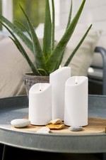 3x LED Kerze für Außen Stumpenkerze  outdoor Indoor Balkon Garten Timer weiß