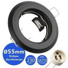 GU10 Einbaustrahler Schwarz Einbauleuchte Bad Einbaurahmen Einbau Deckenspot