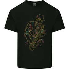 Jazz bunte Saxophonspieler Herren leichte Baumwolle T-Shirt