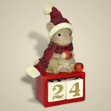 Goodwill Maus Advent Kalender Weihnachtsfigur Sockel Rot Gold Weihnachten 14cm
