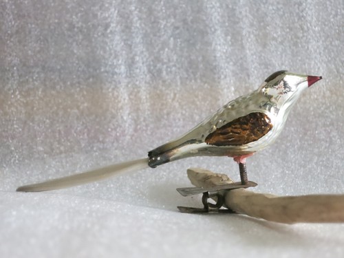 Antik glas vogel 12cm - glas,