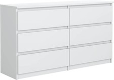 Kommode Weiss Matt 6 Schubladen 120 cm, Sideboard Wohnzimmer - Schubladenschrank