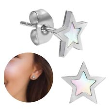kleine Stern Ohrstecker aus Edelstahl mit schimmernden Perlmutt Damen Ohrringe