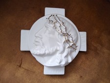 Jesus mit Dornenkrone  Porzellan  Wandteller weiß