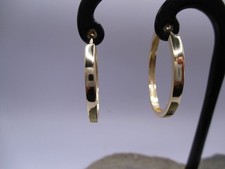 Moderne Damen Klapp-Creolen 925 Sterlingsilber rund vergoldet  32 x 3 x 2 mm