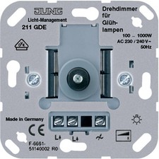 Jung 211GDE Drehdimmer Dimmer bis 1000 Watt Einsatz Druckschalter