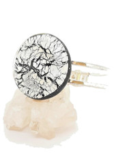 Muranoglas Armspange Armband Scharnier 3cm Glasstein silberfarben handgefertigt