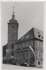 FOTO AK SIEGEN WITTGENSTEIN WESTFALEN AM MARKTPLATZ VW KÄFER POLIZEI MOTORRAD