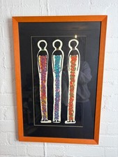 Gemälde Kunst 90er Afrika Signiert JAWUKA Naive Malerei Frauen Simbabwe Kolonie