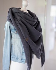 XXL Musselin Tuch Schal Damen und Herren Musselintuch dunkelgrau