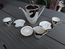 RWK Bavaria Rudolf Wächter Porzellan Mokka-Set Vintage Goldmarke 7tl. - 1940er?