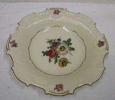 20er 30er Jahre Volkstedt Elfenbein Schale Teller Porzellan Floral Goldrand 20s